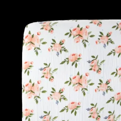 Cotton Muslin Crib Sheet - Watercolor Roses