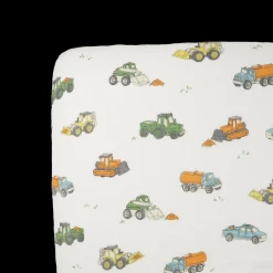 Cotton Muslin Crib Sheet - Work Trucks