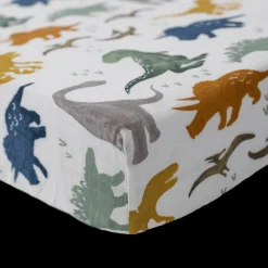 Cotton Muslin Crib Sheet - Dino Friends