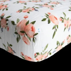 Cotton Muslin Crib Sheet - Watercolor Roses