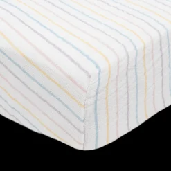 Cotton Muslin Crib Sheet - Unicorn Stripe