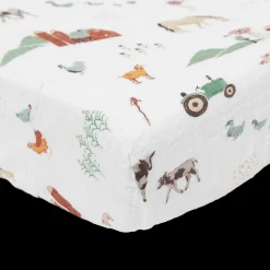 Cotton Muslin Crib Sheet - Farmyard