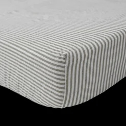 Cotton Muslin Crib Sheet - Grey Stripe