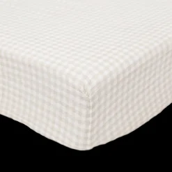 Cotton Muslin Crib Sheet - Tan Gingham