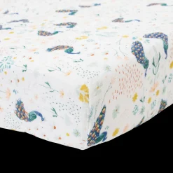 Cotton Muslin Crib Sheet - Peacock