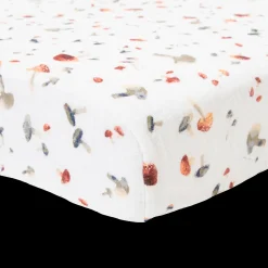 Cotton Muslin Crib Sheet - Mushrooms