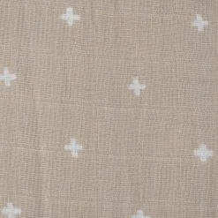 Cotton Muslin Crib Sheet - Taupe Cross