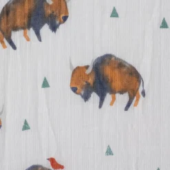Cotton Muslin Crib Sheet - Bison