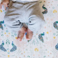 Cotton Muslin Crib Sheet - Peacock