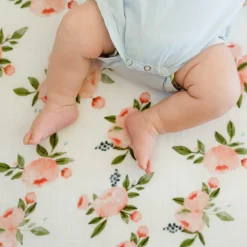 Cotton Muslin Crib Sheet - Watercolor Roses