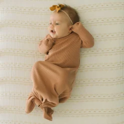 Cotton Muslin Crib Sheet - Gold Diamond-stripe