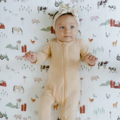 Cotton Muslin Crib Sheet - Farmyard