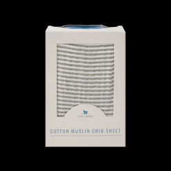 Cotton Muslin Crib Sheet - Grey Stripe