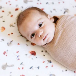 Cotton Muslin Crib Sheet - Mushrooms