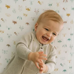 Cotton Muslin Crib Sheet - Animal Crowd