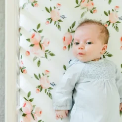 Cotton Muslin Crib Sheet - Watercolor Roses
