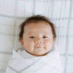 Cotton Muslin Crib Sheet - Grey Plaid