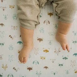 Cotton Muslin Crib Sheet - Animal Crowd