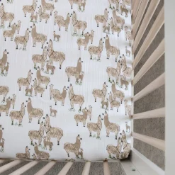 Cotton Muslin Crib Sheet - Llama Llama
