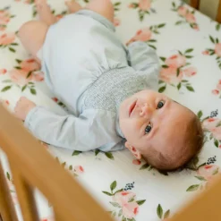 Cotton Muslin Crib Sheet - Watercolor Roses