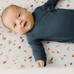 Cotton Muslin Crib Sheet - Mushrooms