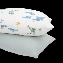 Cotton Muslin Pillowcase 2 Pack - Whales