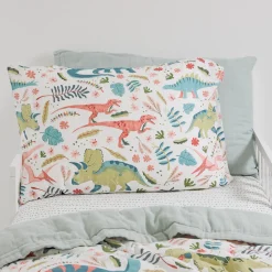 Cotton Muslin Pillowcase 2 Pack - Boho Dino
