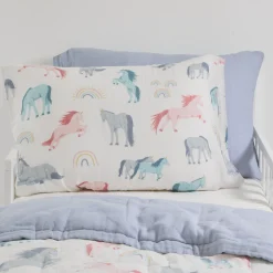 Cotton Muslin Pillowcase 2 Pack - Unicorns
