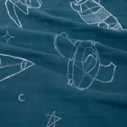 Cotton Muslin Pillowcase 2 Pack - Blast Off