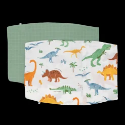 Cotton Muslin Pillowcase 2 Pack - Dino Names