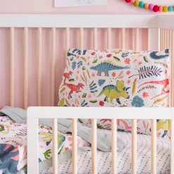 Cotton Muslin Pillowcase 2 Pack - Boho Dino