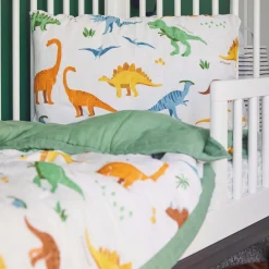 Cotton Muslin Pillowcase 2 Pack - Dino Names