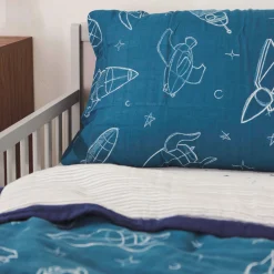 Cotton Muslin Pillowcase 2 Pack - Blast Off