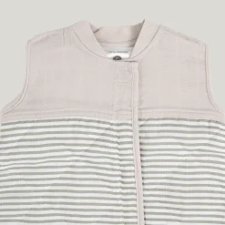 Cotton Muslin Quilted Sleep Bag - Grey Stripe