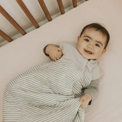 Cotton Muslin Quilted Sleep Bag - Grey Stripe