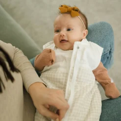 Cotton Muslin Quilted Sleep Bag - Tan Gingham
