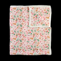 Cotton Muslin Quilted Throw - Vintage Floral