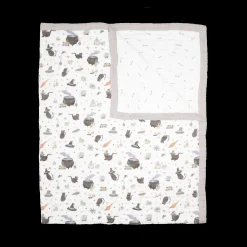 Cotton Muslin Quilted Throw - Cats and Cauldrons
