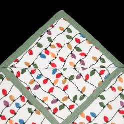 Cotton Muslin Quilted Throw - Christmas Bulbs