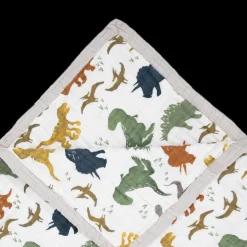 Cotton Muslin Quilted Throw - Dino Friends