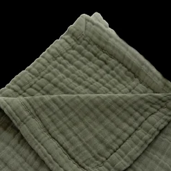Cotton Muslin Quilted Throw - Fern