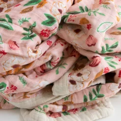Cotton Muslin Quilted Throw - Vintage Floral