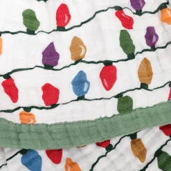 Cotton Muslin Quilted Throw - Christmas Bulbs