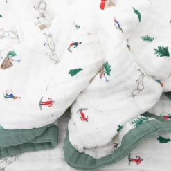 Cotton Muslin Quilted Throw - Powder Party