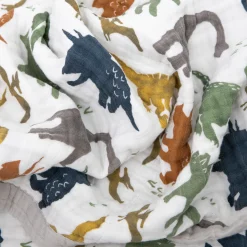 Cotton Muslin Quilted Throw - Dino Friends
