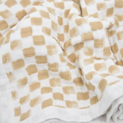 Cotton Muslin Quilted Throw - Adobe Checker