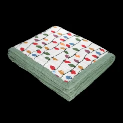 Cotton Muslin Quilted Throw - Christmas Bulbs