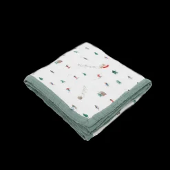 Cotton Muslin Quilted Throw - Powder Party