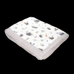 Cotton Muslin Quilted Throw - Cats and Cauldrons