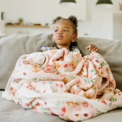 Cotton Muslin Quilted Throw - Vintage Floral